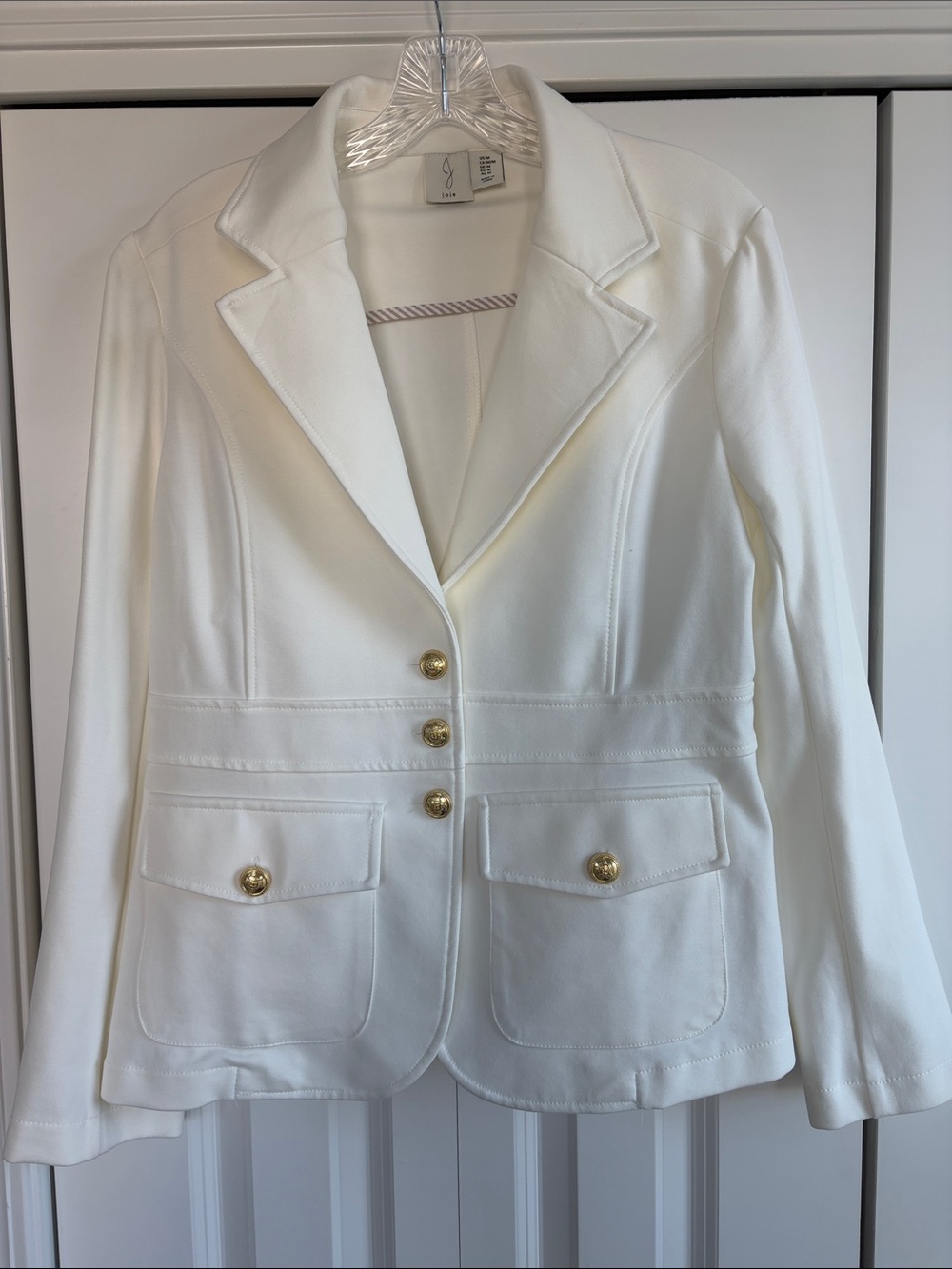 Joie Off White Blazer with Gold Buttons. M